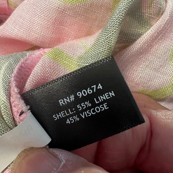 Boston Proper, Pink Linen Puff Sleeve Tie Waist Peplum Blouse Size XS - Picture 6 of 9